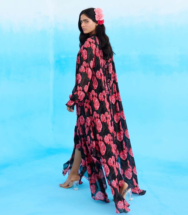Black rose asymmetrical dress - Image 4