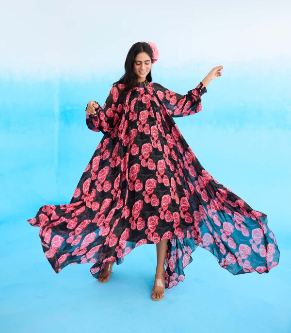 Black rose asymmetrical dress - Image 2