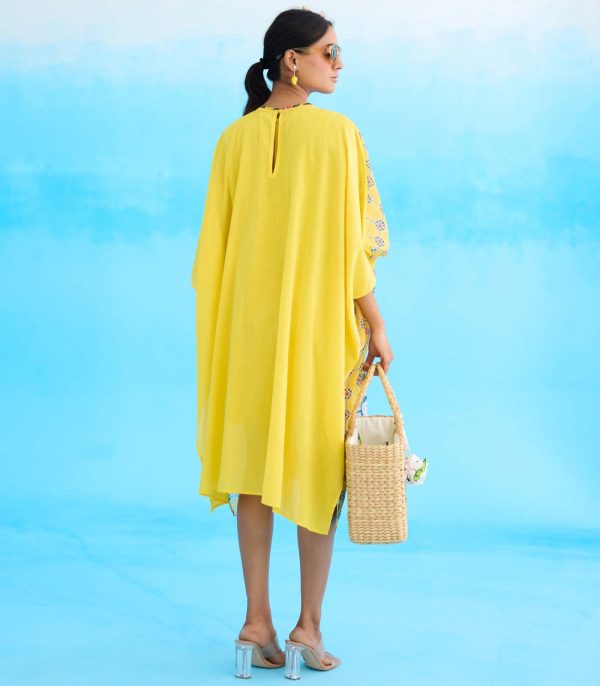 Yellow big rose short kaftan - Image 2