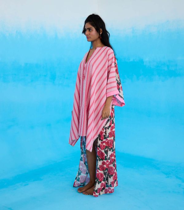 Pink stripes hi-low kaftan - Image 2