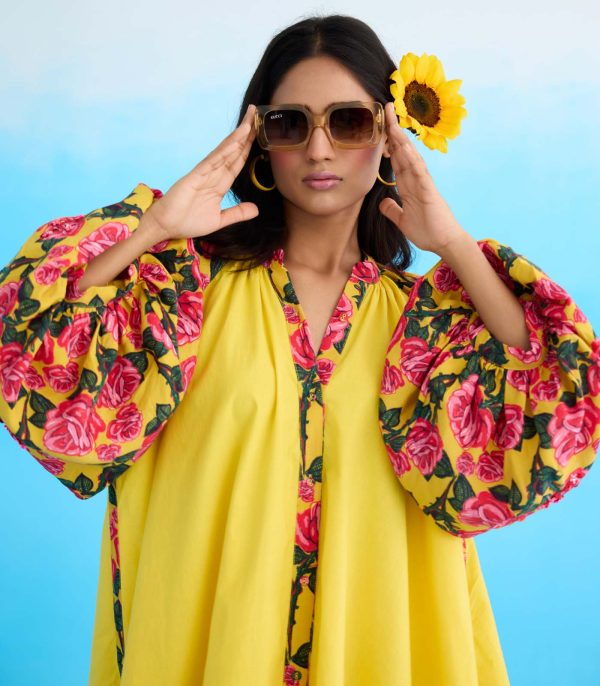 Yellow vintage rose printed shirt set - Image 4