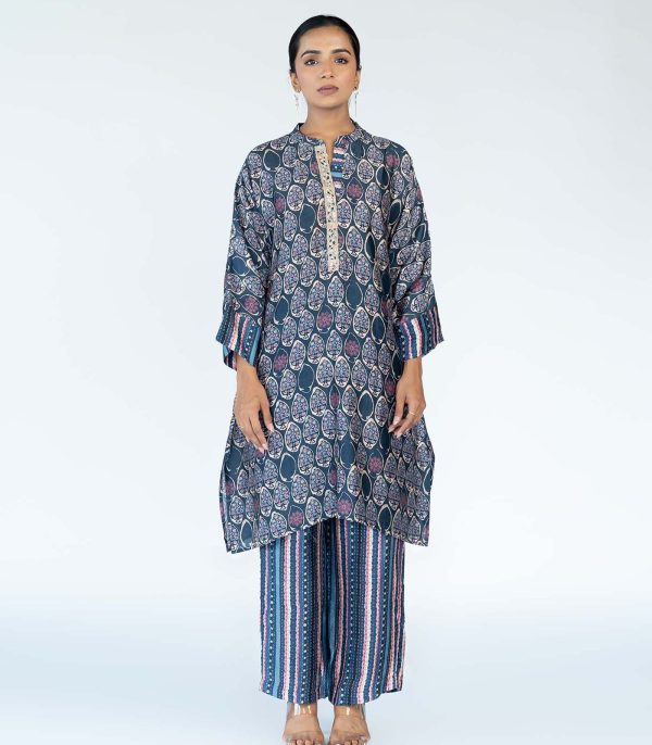 Navy Blue Coord Mughal Boota Set