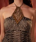 BLACK & WHITE BYZANTINE HALTER MAXI DRESS - Image 4