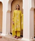 Citrine Floral Applique  Kurta Set