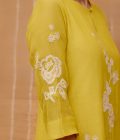 Citrine Floral Applique  Kurta Set - Image 4