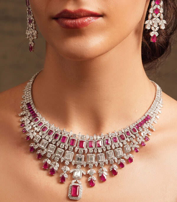 Ruby Diamond Necklace Set - Image 2