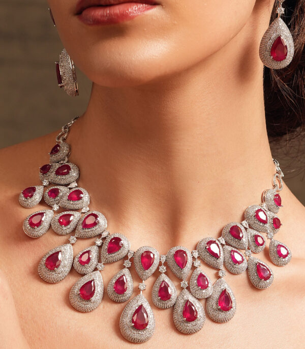 Ruby Teardrop Necklace Set - Image 2