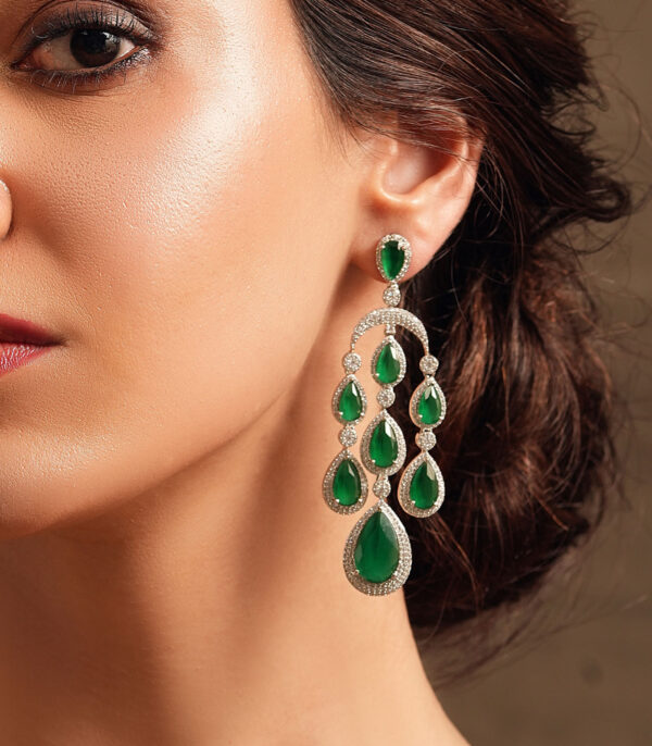 Emerald Drop Diamonds Earring - Image 2