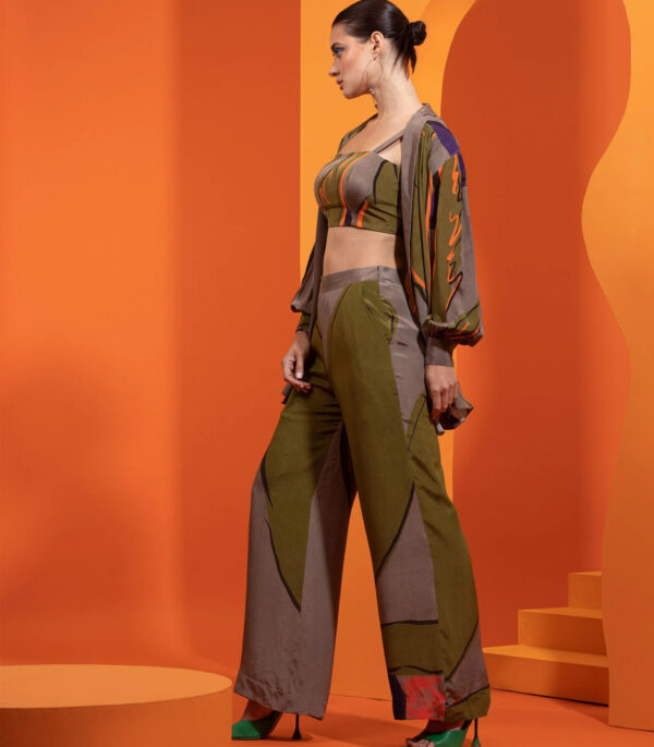 BLAZER DETAILED OPEN SHIRT WITH BUSTIER AND PANTS - Image 2