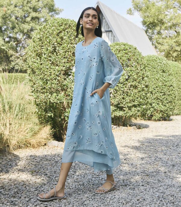 Sky floral embroidered dress - Image 3