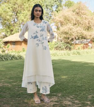 Pearl applique embroidered co-ord set