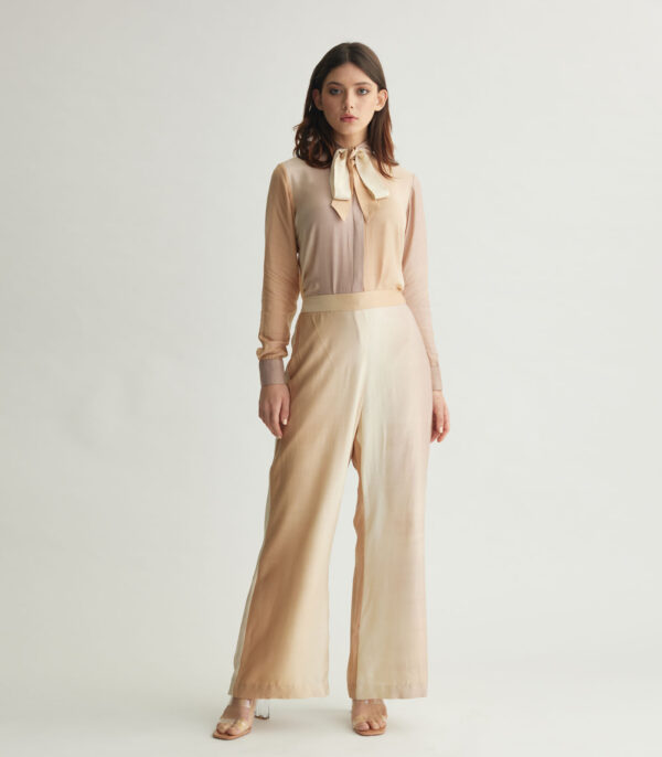 OFF WHITE & BEIGE OMBRE PRINT PANTS