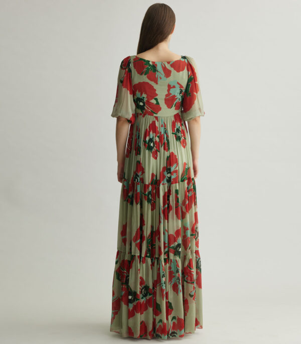 BEIGE, RED AND GREEN FLORAL DRESS - Image 2