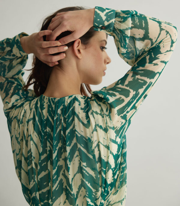 BEIGE AND MINT CHEVRON PRINT TOP - Image 3