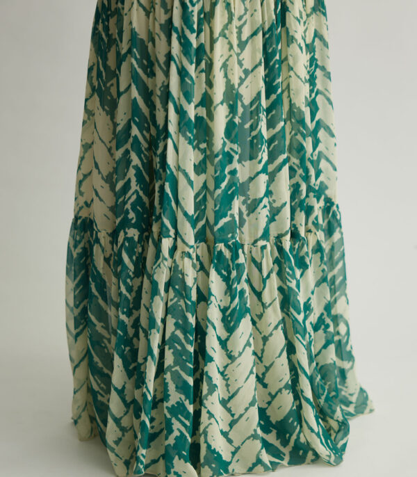 BEIGE AND MINT CHEVRON PRINT SKIRT - Image 3