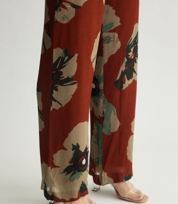 BROWN AND BEIGE FLORAL PANTS - Image 4