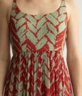 MINT AND RED CHEVRON SLEEVELESS LONG DRESS - Image 3