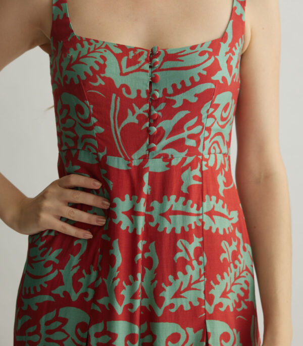 MINT AND RED FLORAL SLEEVELESS JUMPSUIT - Image 3