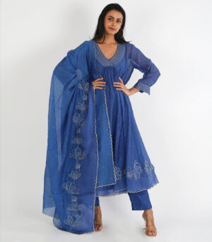 Blue Meher Anarkali set