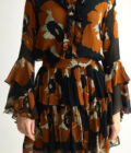 BLACK AND RUST FLORAL SHORT SKIRT - Image 3