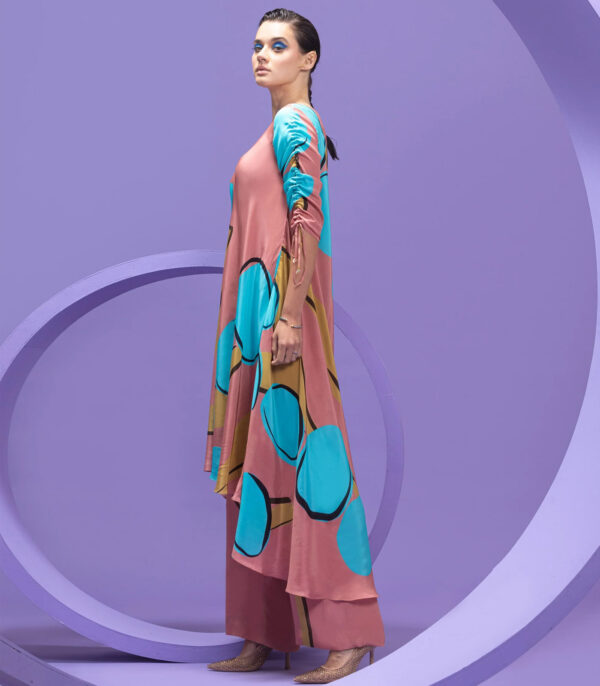 DETAILED SLEEVE ASYMATRIC TUNIC WITH PANTS - Image 2