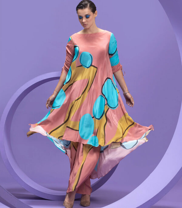 DETAILED SLEEVE ASYMATRIC TUNIC WITH PANTS - Image 3