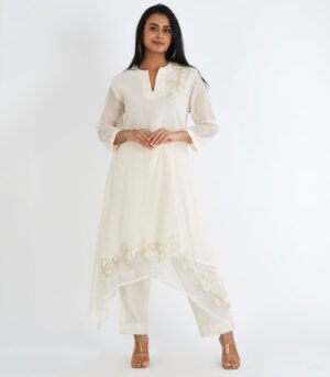 Ivory asymmetric kurta Set
