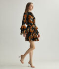 BLACK AND RUST FLORAL SHORT SKIRT - Image 2