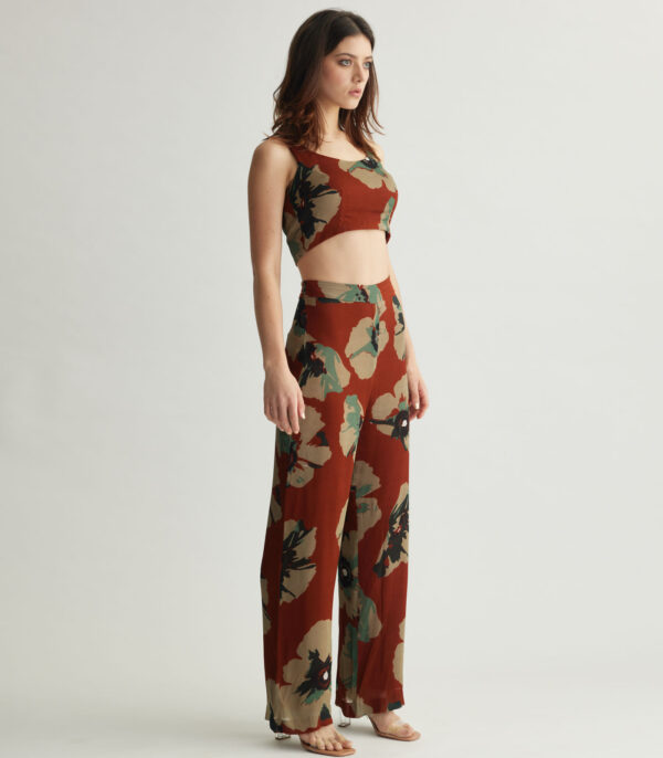BROWN AND BEIGE FLORAL PANTS - Image 5