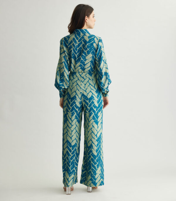 AQUA & BLUE CHEVRON PRINT PANTS - Image 2