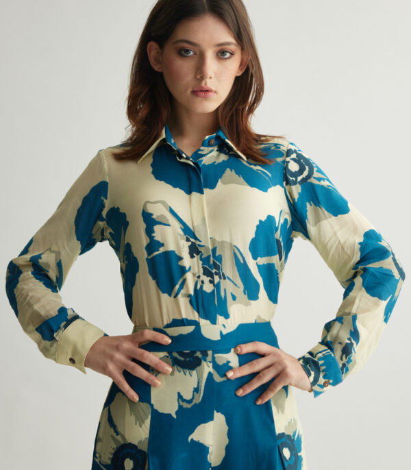WHITE & BLUE FLORAL SHIRT - Image 3