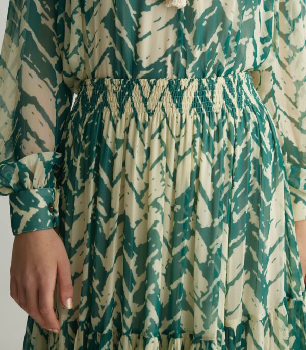 BEIGE AND MINT CHEVRON PRINT SKIRT - Image 4