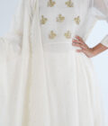 Ivory Organza patch kurta set - Image 3