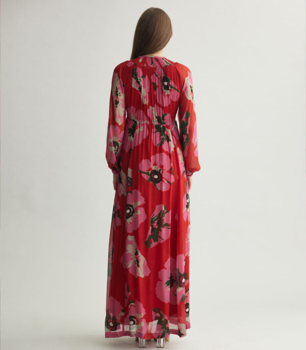 RED AND PINK FLORAL KAFTAN DRESS - Image 2