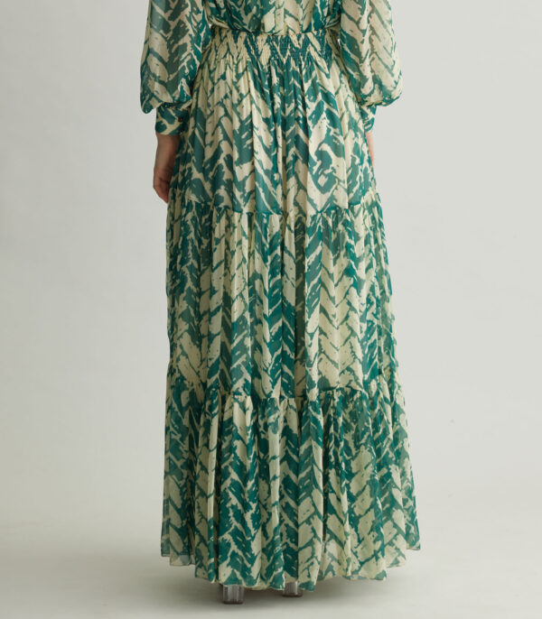 BEIGE AND MINT CHEVRON PRINT SKIRT - Image 2