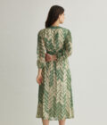 BEIGE AND MINT CHEVRON PRINT WRAP DRESS - Image 2