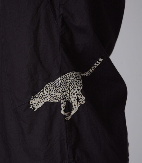 Black Poplin Cheetah Embroidered Shirt - Image 4