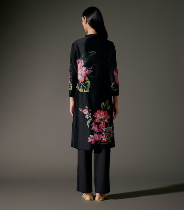 Chanderi Tunic Set with Abstract Print and Voile Pant - Image 2
