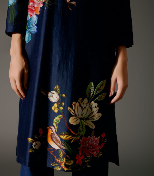 Chanderi Tunic Set with Abstract Print and Voile Pant - Image 3