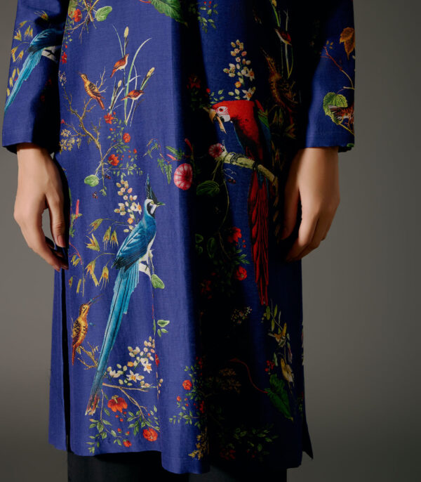 Chanderi Tunic Set with Abstract Print and Voile Pant - Image 3