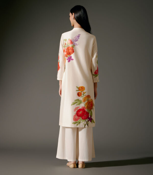 Chanderi Tunic Set with Abstract Print and Voile Pant - Image 2