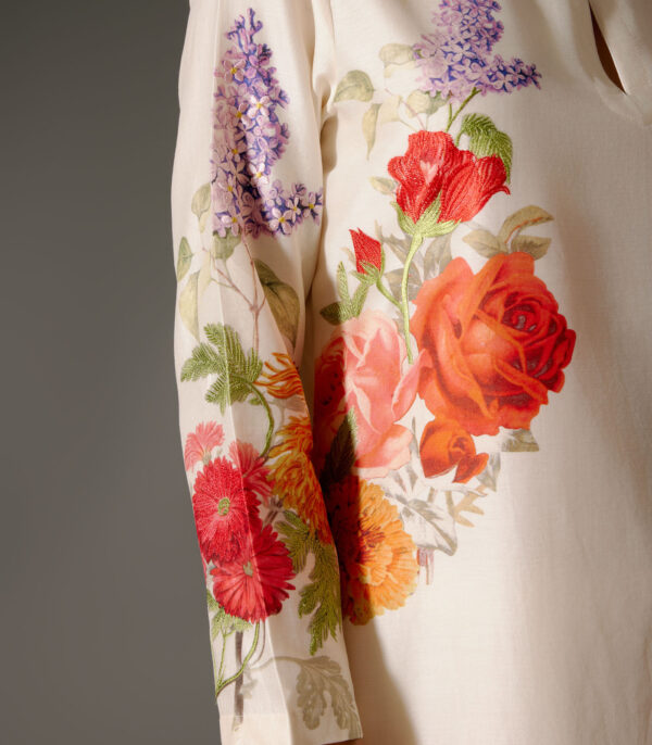 Chanderi Tunic Set with Abstract Print and Voile Pant - Image 3