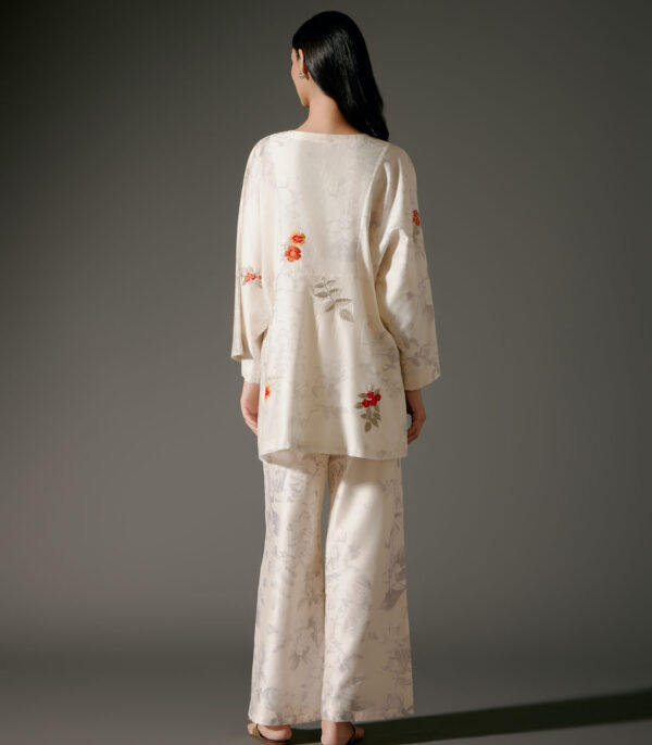 Peplum Chanderi Silk Tunic Set with Abstract Print - Image 2