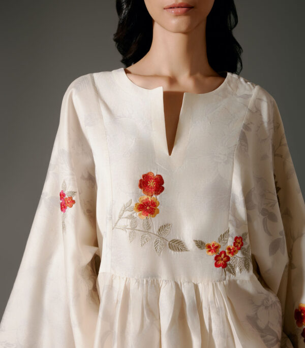 Peplum Chanderi Silk Tunic Set with Abstract Print - Image 3