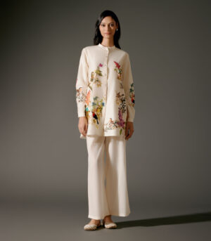 Printed Chanderi Silk Tunic Set  Floral Abstract Design
