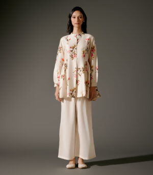 Printed Chanderi Silk Tunic Set  Floral Abstract Design