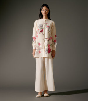 Printed Chanderi Silk Tunic Set with Resham Detail