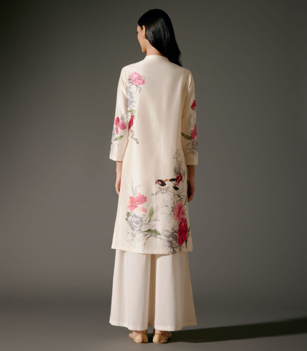 Chanderi Tunic Set with Abstract Print and Voile Pant - Image 2