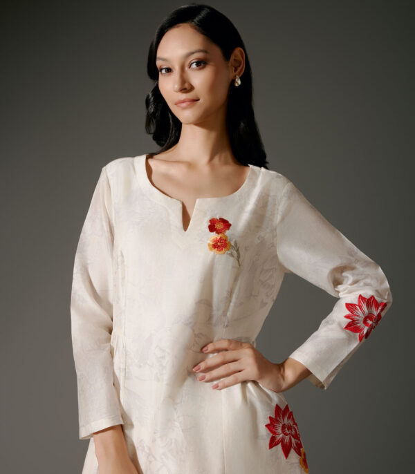 Flared A-Line Tunic Set in Chanderi Silk - Image 3