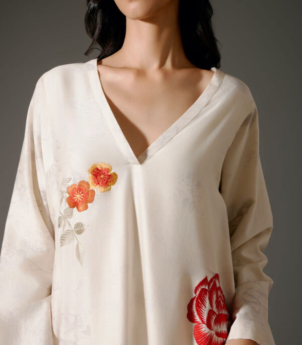 Flared A-Line Tunic Set in Chanderi Silk - Image 3